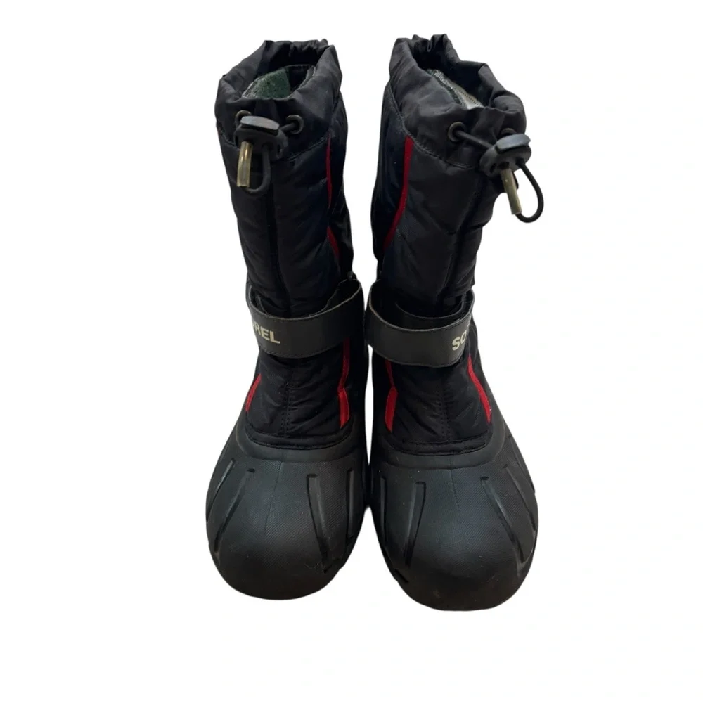 Sorel Kids' Flurry Weather Resistant Snow Boots With Liners Size 5 Red and Black